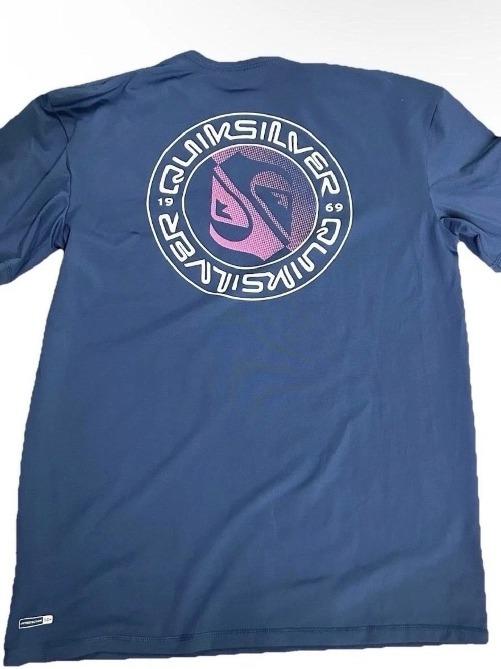 Men’s Quicksilver Blue Short Sleeve Rash Guard Swim Shirt Size Large